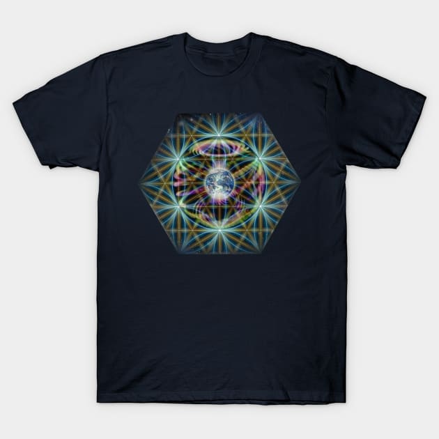 Earth in the Flower of Life T-Shirt by ACE5Handbook